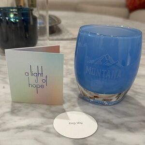 glassbaby “big sky” votive candle in cornflower blue